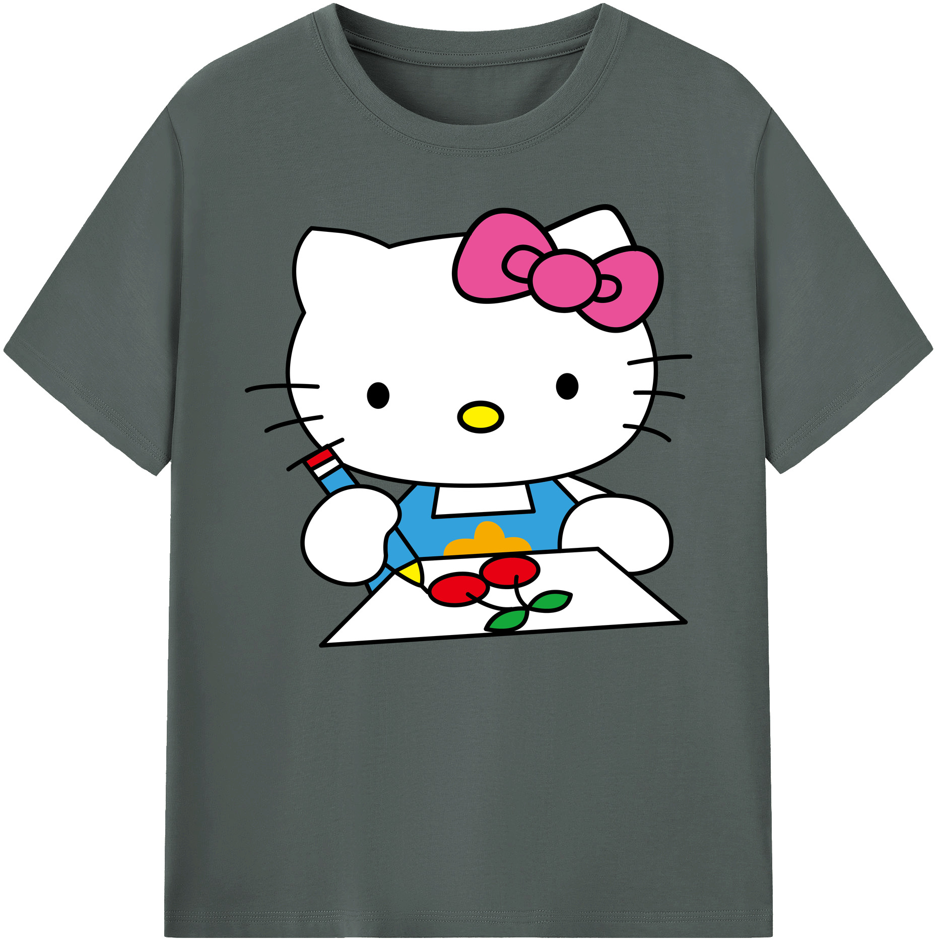 （画像用） Hello Kitty ハローキティ 綿100％ メンズ半袖Tシャツ｜肌触りやわらか＆通気性